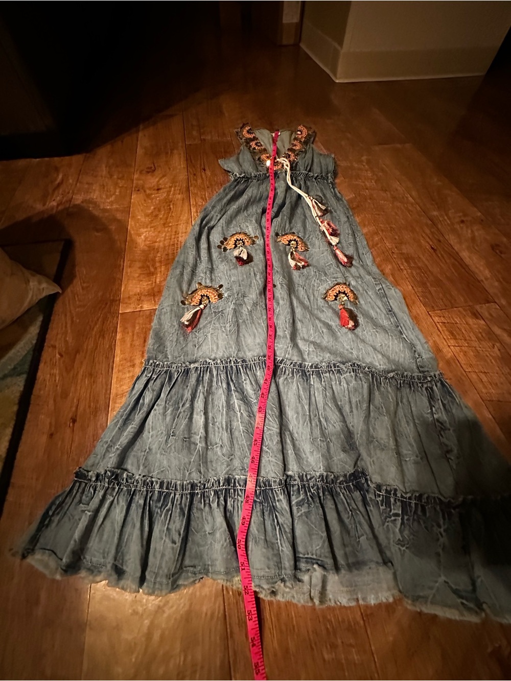 Blue Embroidered Tassel Maxi Dress - Picture 9 of 9